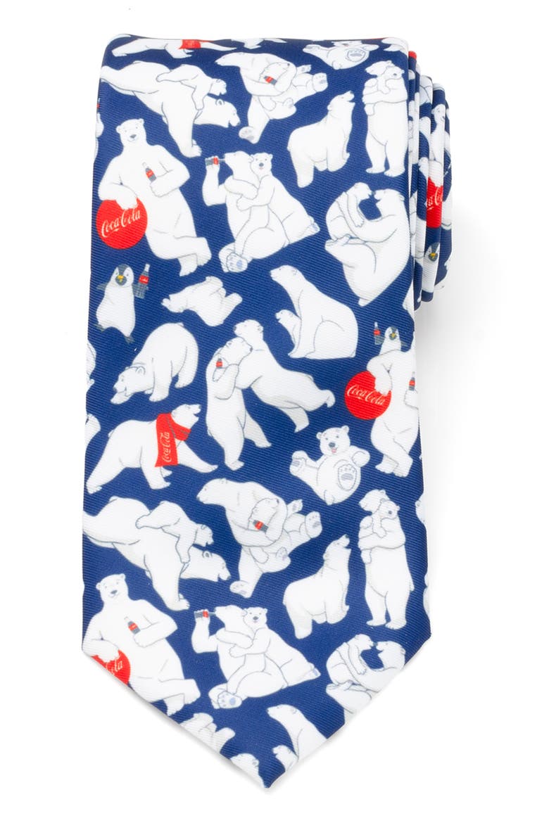 Coca-Cola® Polar Bear Navy Blue Tie, Main, color, NAVY