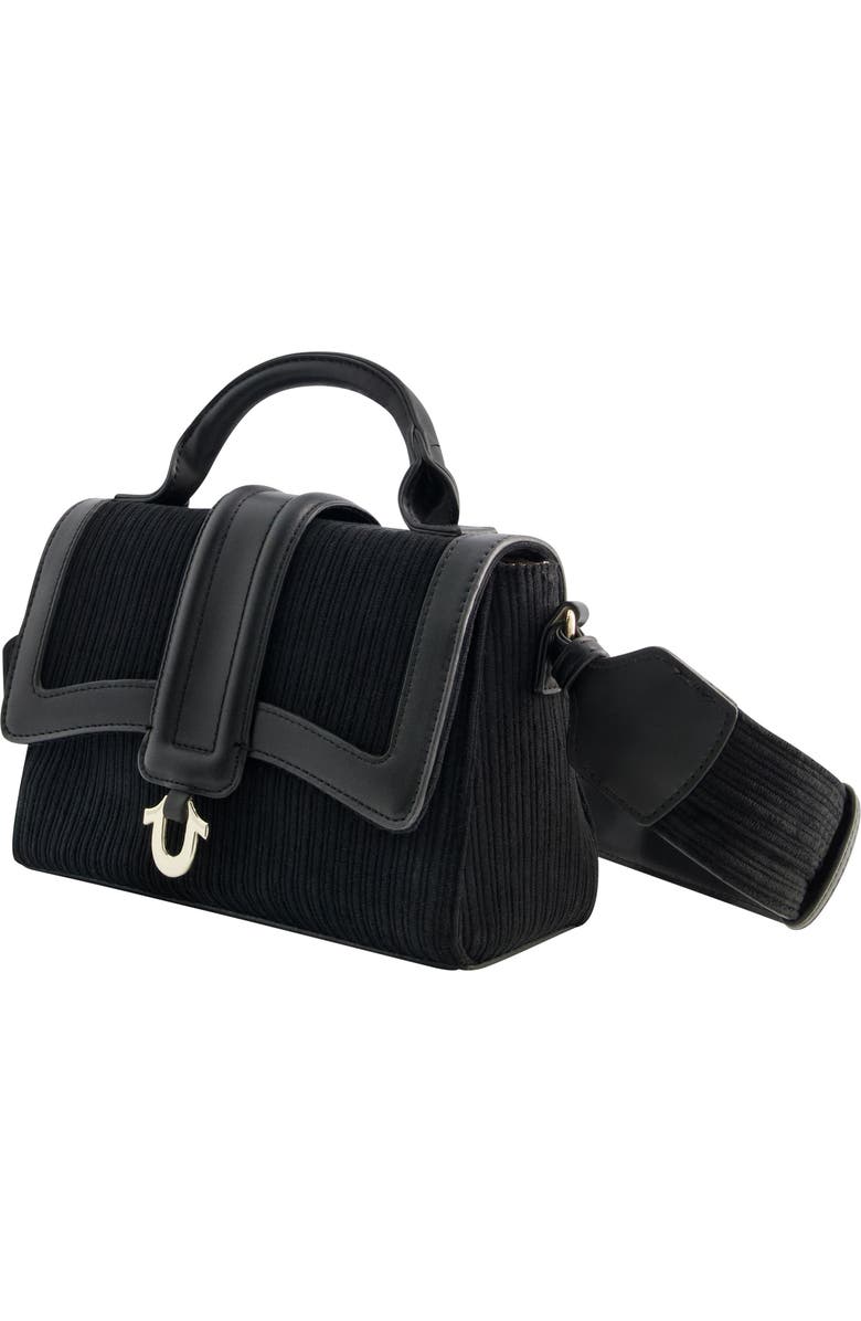 True Religion Corduroy Horseshoe Flap Bag, Alternate, color, Black