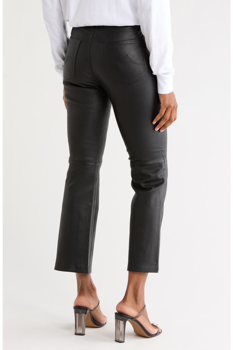 Farrah High Waist Crop Bootcut Leather Jeans, Alternate, color, TRUE BLACK