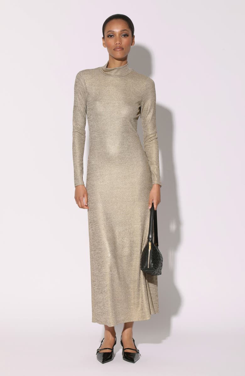 Walter Baker Ella Metallic Long Sleeve Sweater Dress, Alternate, color, Gold