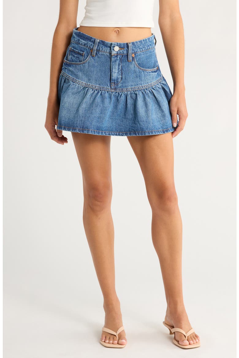 Gathered Denim Skirt, Main, color, RAIN OR SHINE