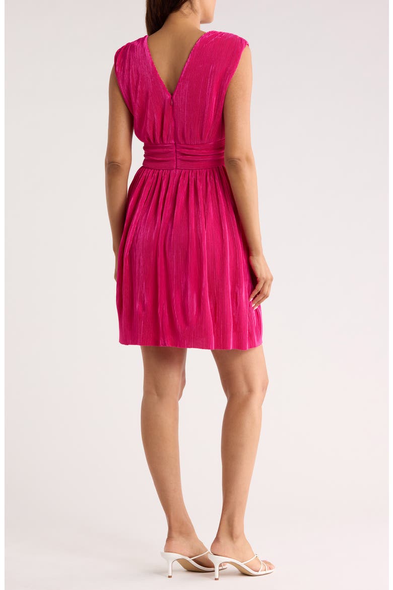 V-Neck Sleeveless Plissé Dress, Alternate, color, HOT PINK