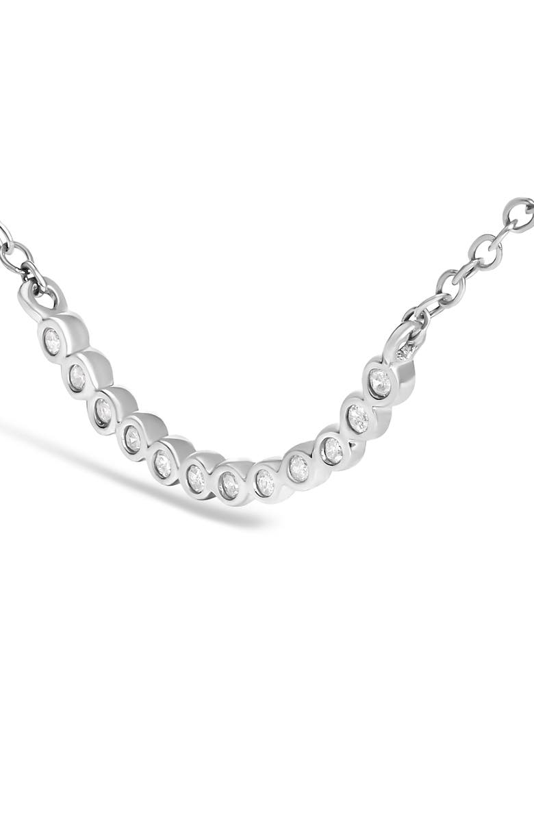 Haus of Brilliance Silver Diamond Accent Curved Bar Necklace, Alternate, color, White