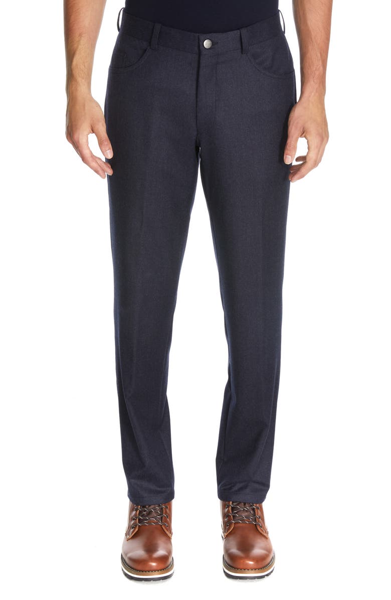 Jack Victor Sage Feather Wool Flannel Pants, Main, color, 