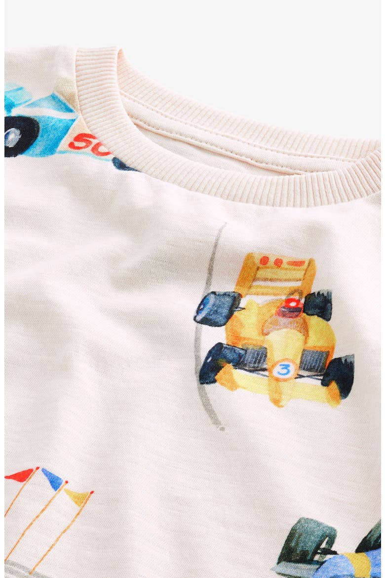 Kids' Race Car Print T-Shirt, Alternate, color, WHITE