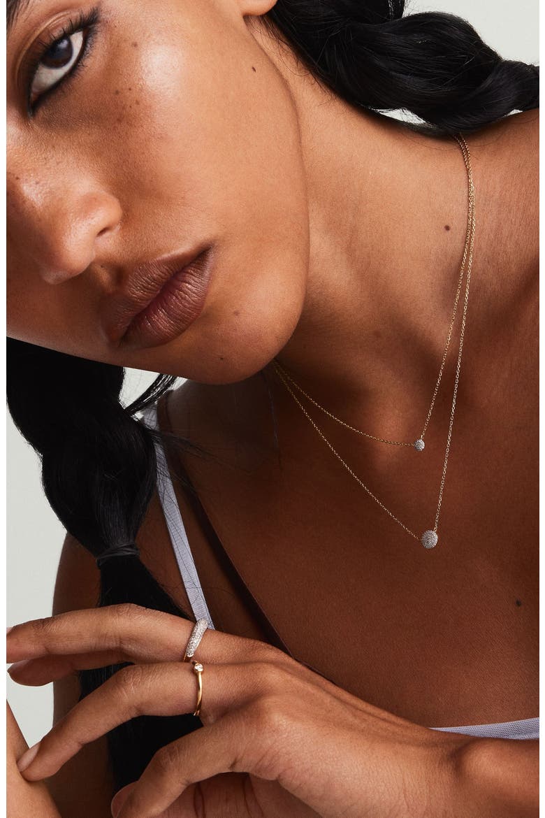 Pavé Diamond Round Necklace, Alternate, color, Yellow Gold