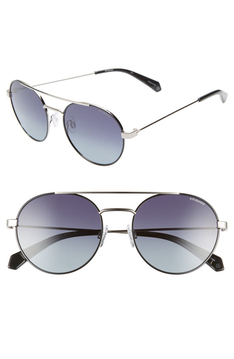 Polaroid 55mm Polarized Round Aviator Sunglasses, Main, color, 