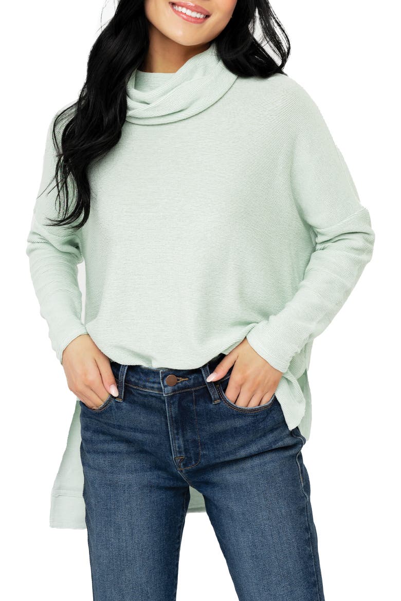 Turtleneck High-Low Tunic, Main, color, PALE AQUA