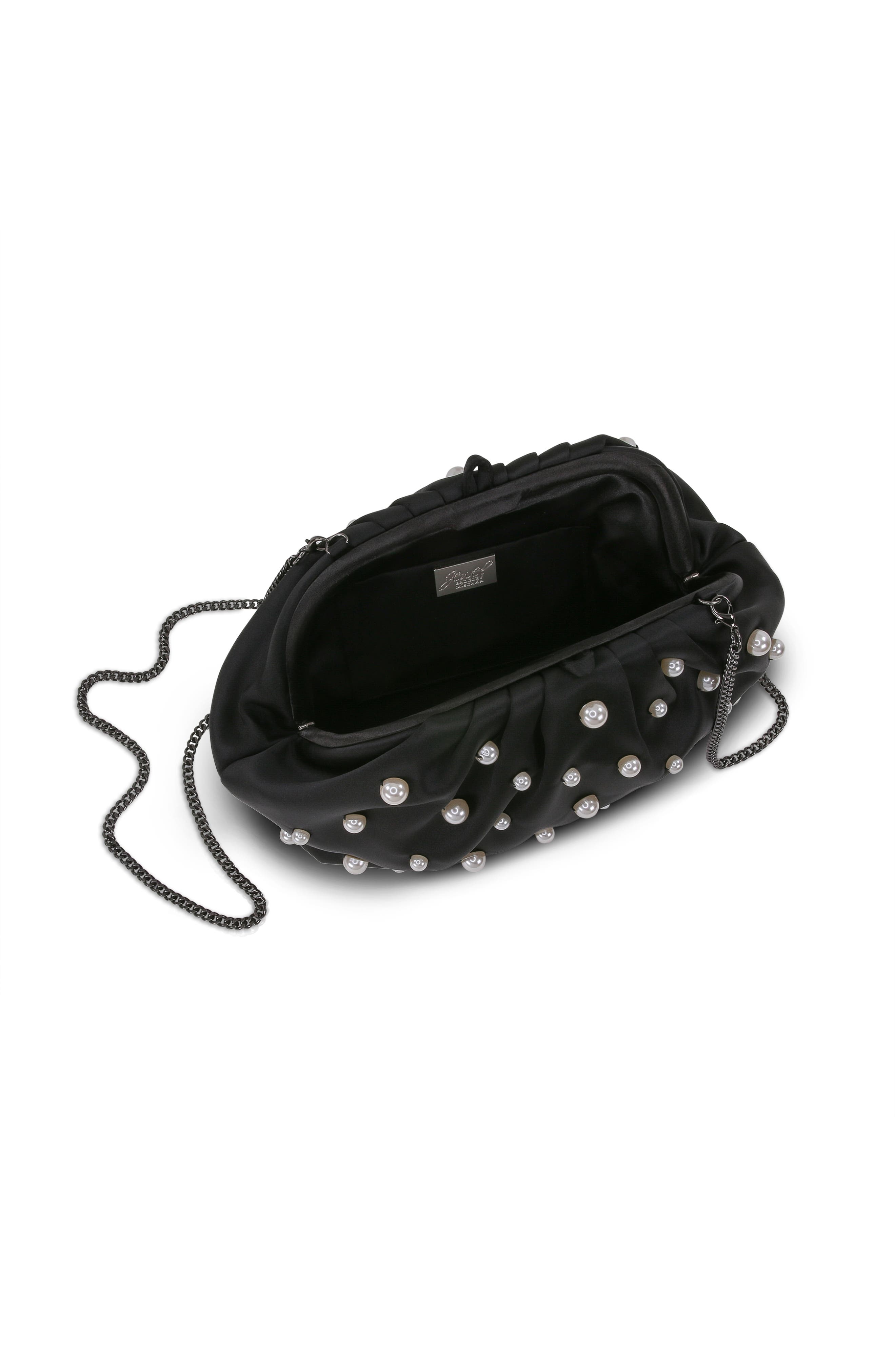 Jewel Badgley Mischka Margot Beaded Pouch Clutch, Alternate, color, Black