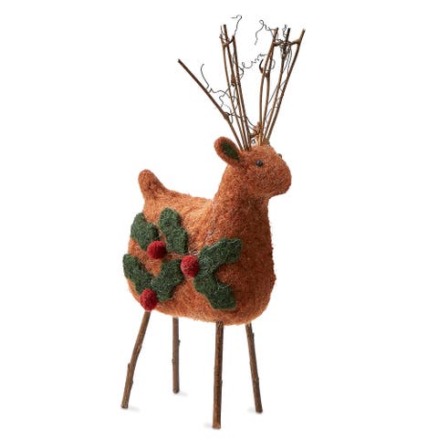 Small Multicolor Reindeer Figurine Holiday Decor Object