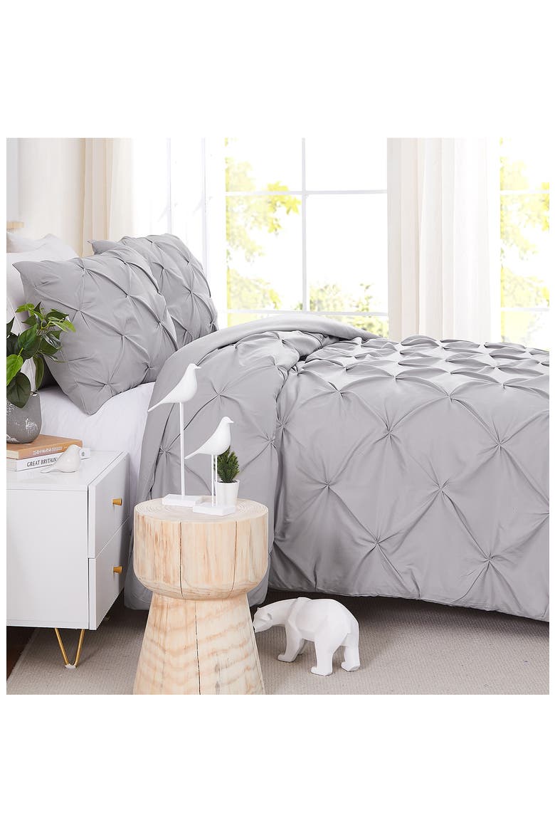Pinch Pintuck Duvet Cover Set, Alternate, color, STEEL GREY