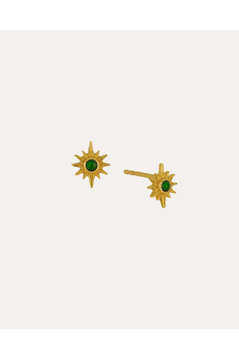 Onyx Star Stud Earrings, Main, color, Gold