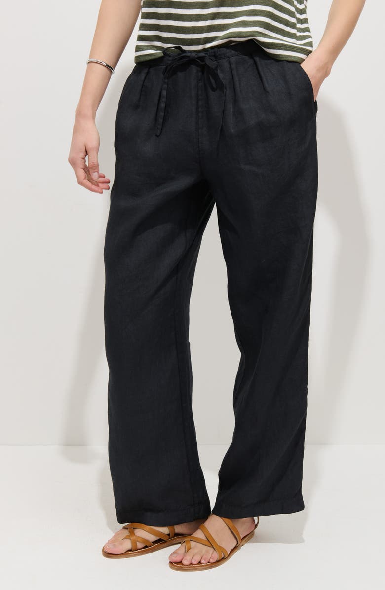 Alex Mill Hudson Linen Drawstring Pants, Main, color, Black