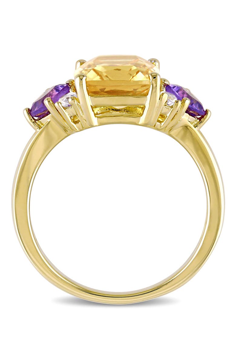 DELMAR Cushion Cut Citrine, Amethyst & White Topaz Ring, Alternate, color, Multi