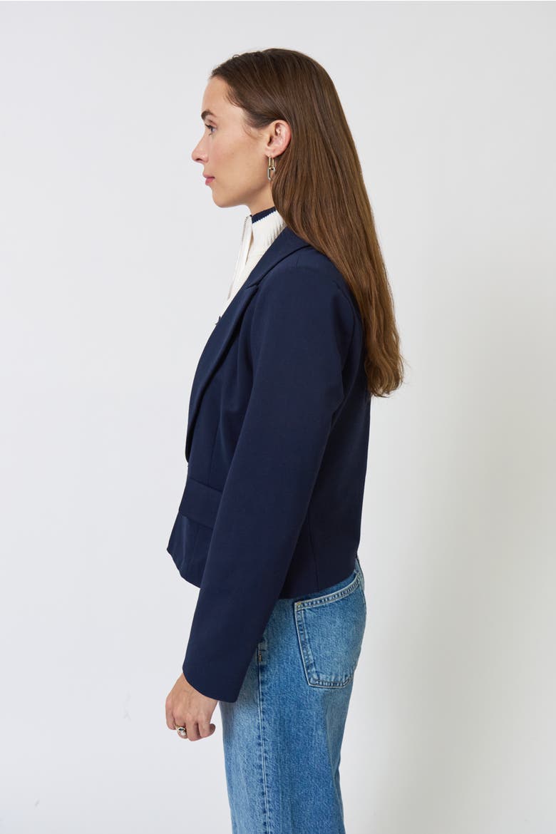 Chelsea Rugby Stripe Sweater Dickey Jacket, Alternate, color, NAVY