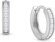 Tiny Blessings Sterling Silver Channel Cut CZ 11mm Huggie Hoops Earrings