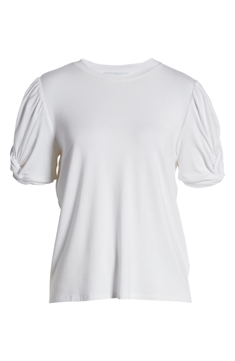 English Factory Twisted Sleeve Stretch Knit Top, Alternate, color, White