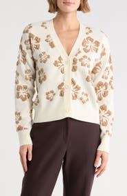 CYRUS Textured Floral V-Neck Cardigan