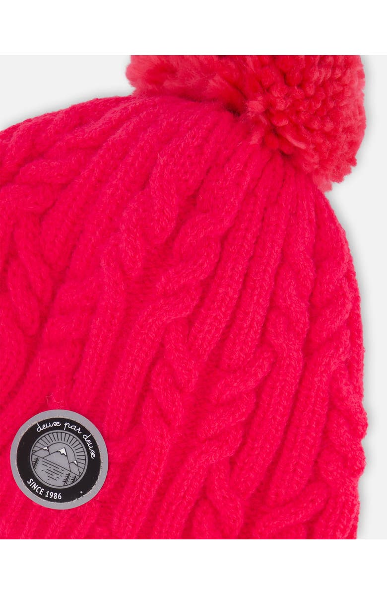 Deux par Deux Lined Winter Hat with Pompom, Alternate, color, Flash Coral