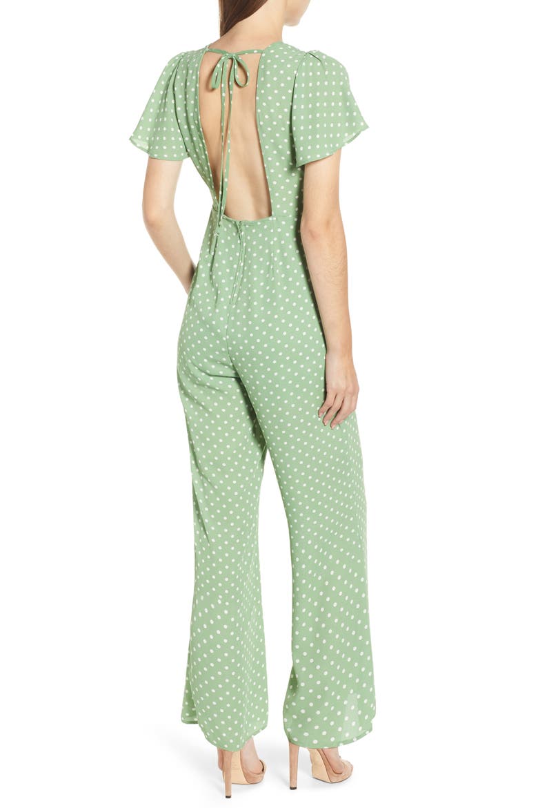 Polka Dot Jumpsuit, Alternate, color, MOSS