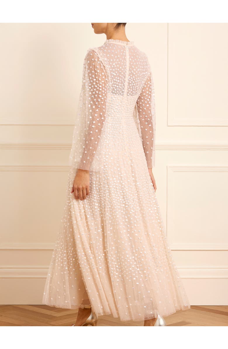 Needle & Thread Scatter Dot Round Neck Ankle Gown, Alternate, color, Cream