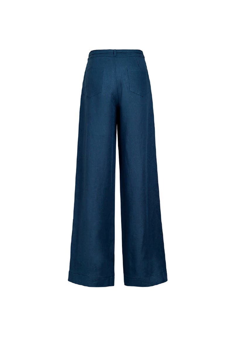 KIBYS Sacred Sun Navy Wide Leg Zenda Linen Pant, Alternate, color, Navy Blue
