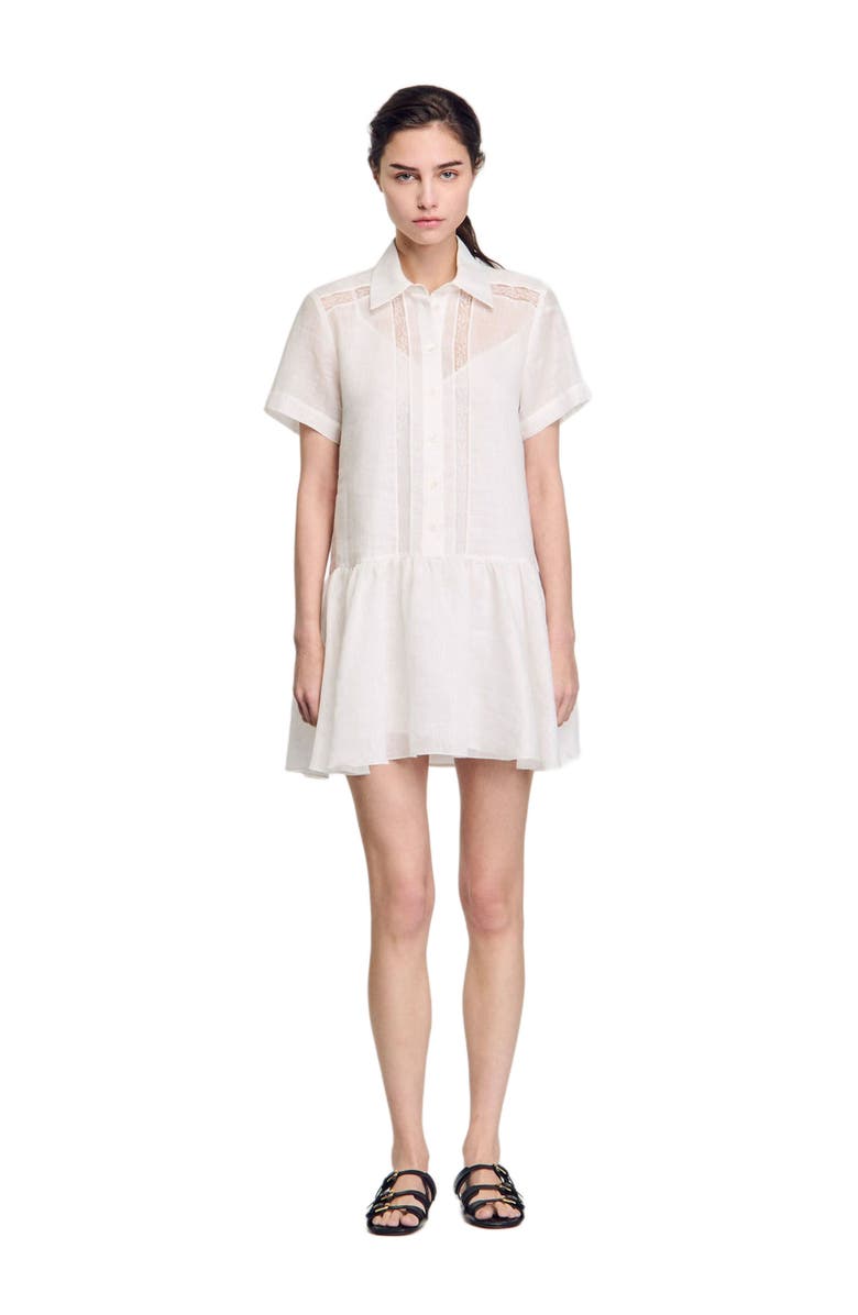 SANDRO Mini dress with lace details, Alternate, color, 