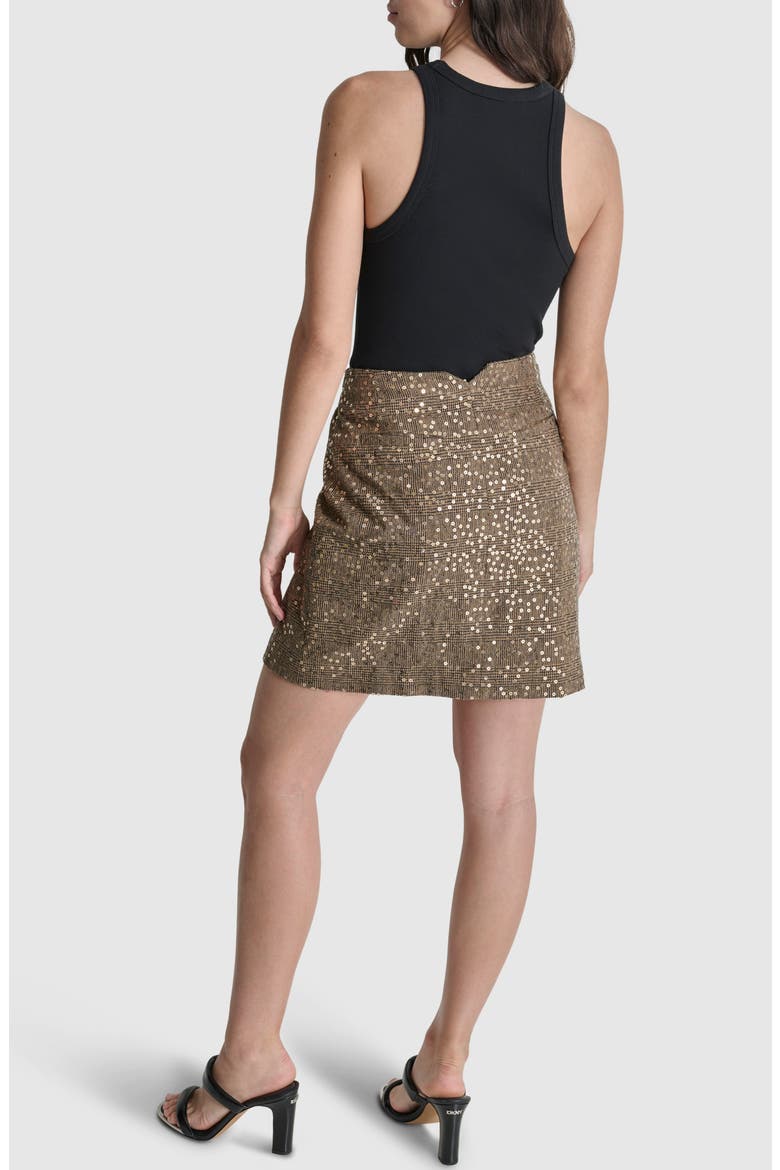 Plaid Sequin Wrap Miniskirt, Alternate, color, BLACK GOLD