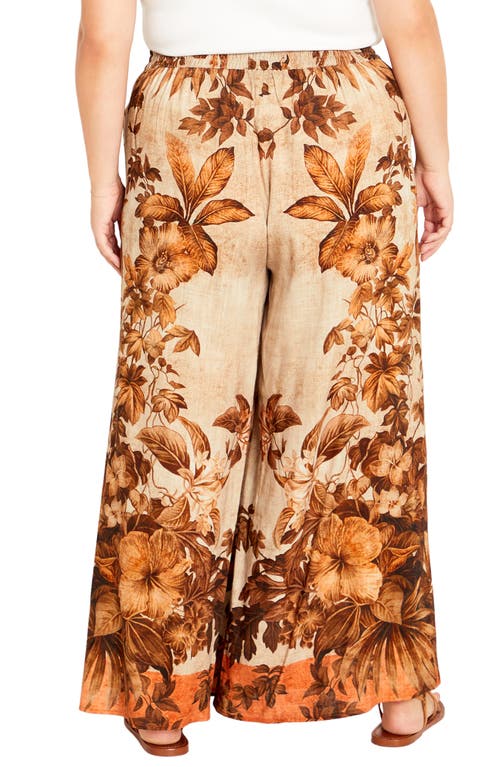 City Chic Swept Away Wide Leg Pants In Brown