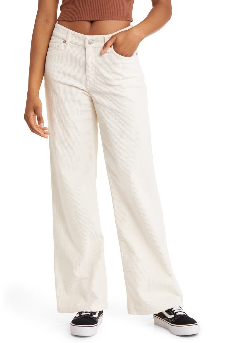 Corduroy Wide Leg Jeans, Main, color, WHITE WHISPER