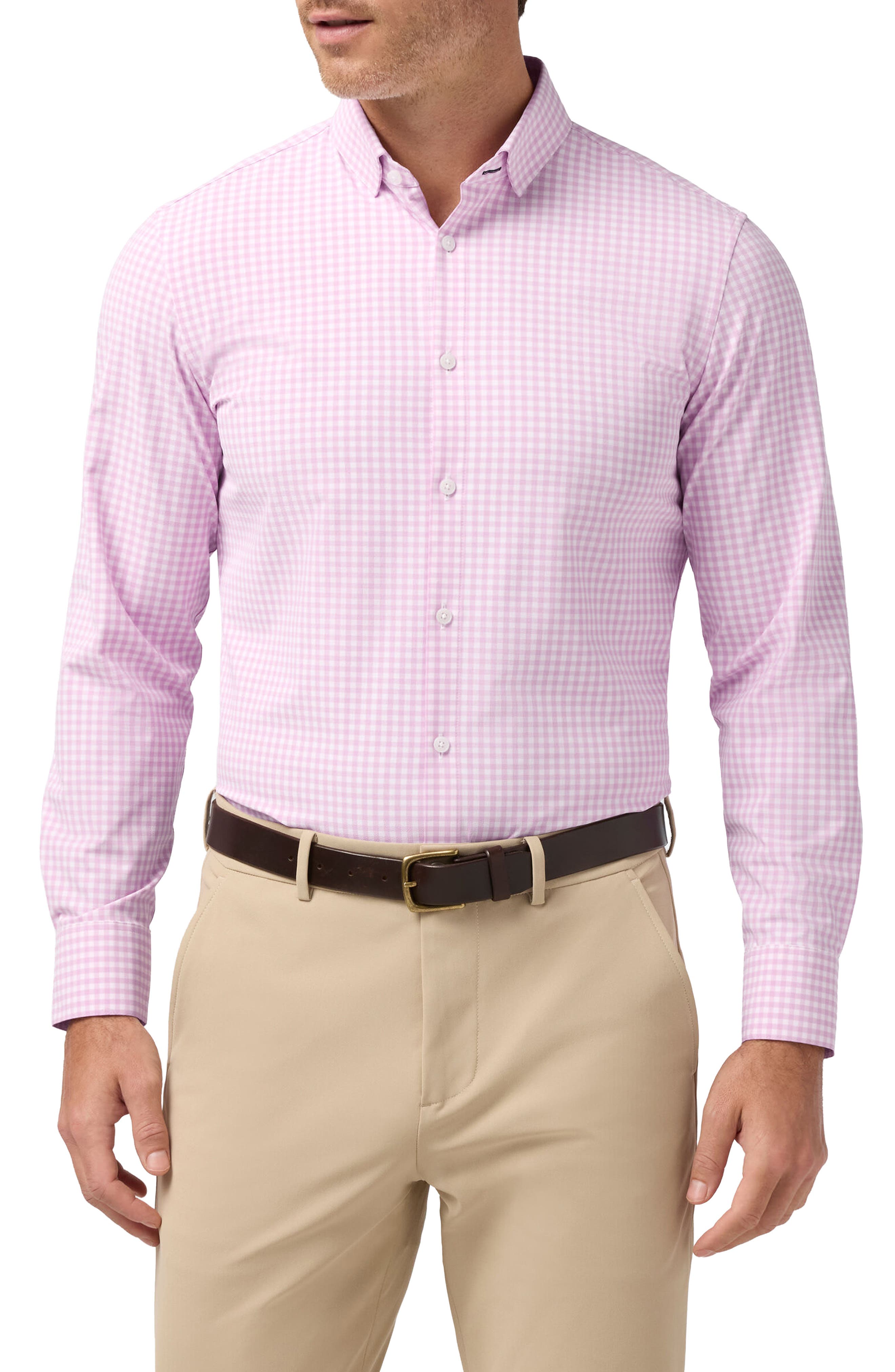 Leeward Trim Fit Gingham Button-Up Shirt