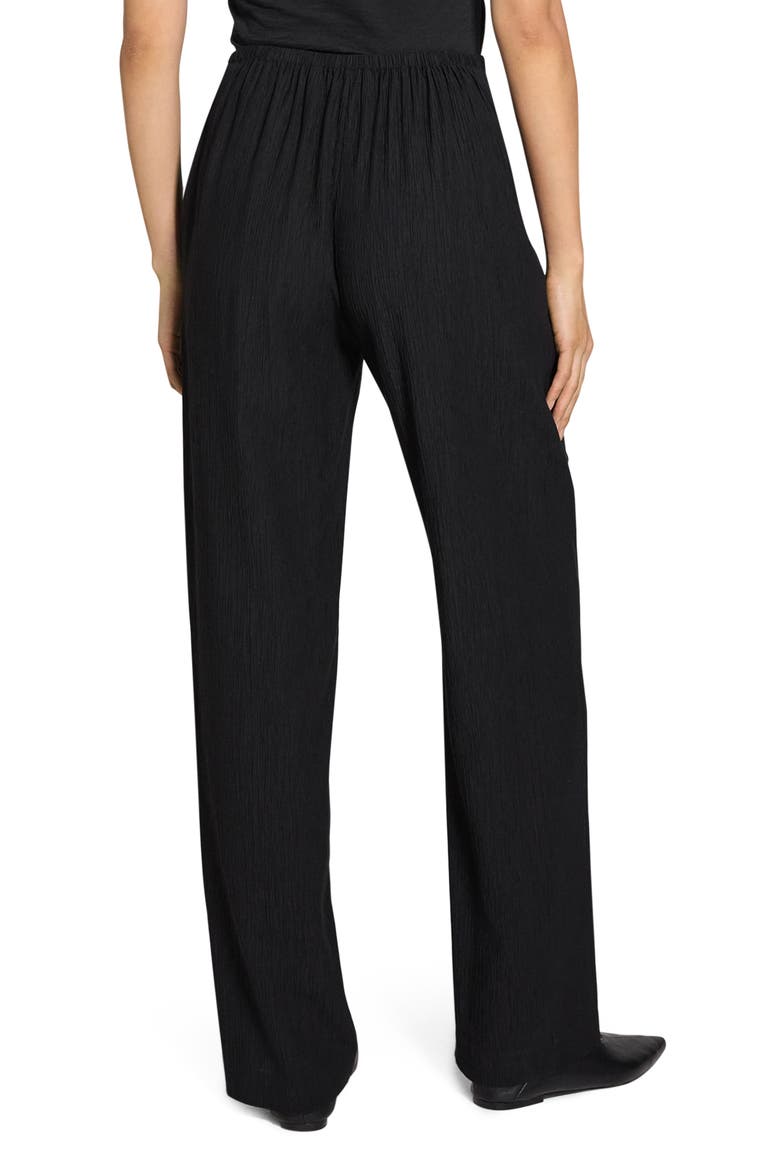 Crinkle Pull-On Wide Leg Pants, Alternate, color, BLACK