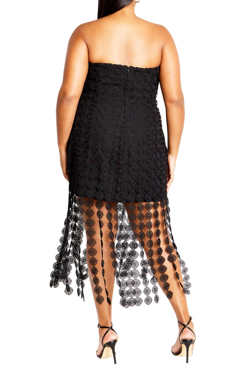 Ebony Strapless Crochet Lace Minidress, Alternate, color, BLACK