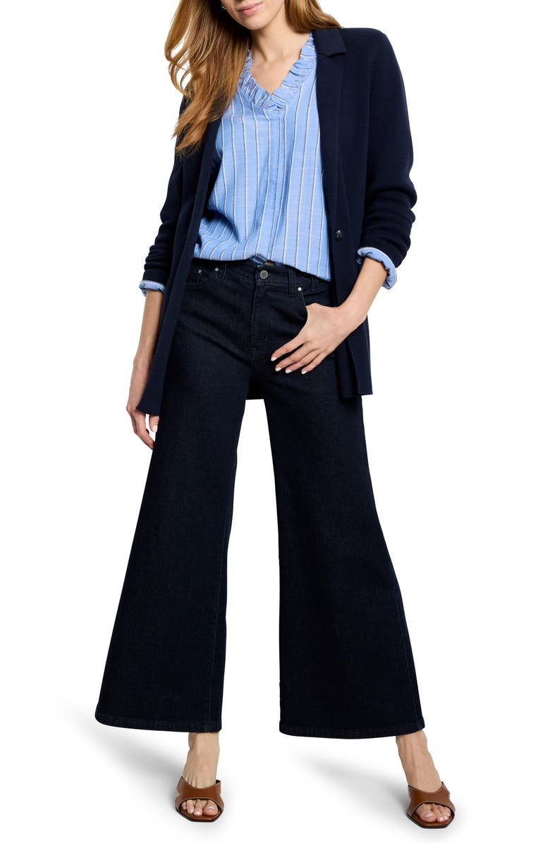 NIC+ZOE Stripe Ruffle Around Top, Alternate, color, Blue Multi