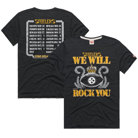 Unisex Homage Charcoal Pittsburgh Steelers 2026 NFL Schedule Queen Tri-Blend T-Shirt