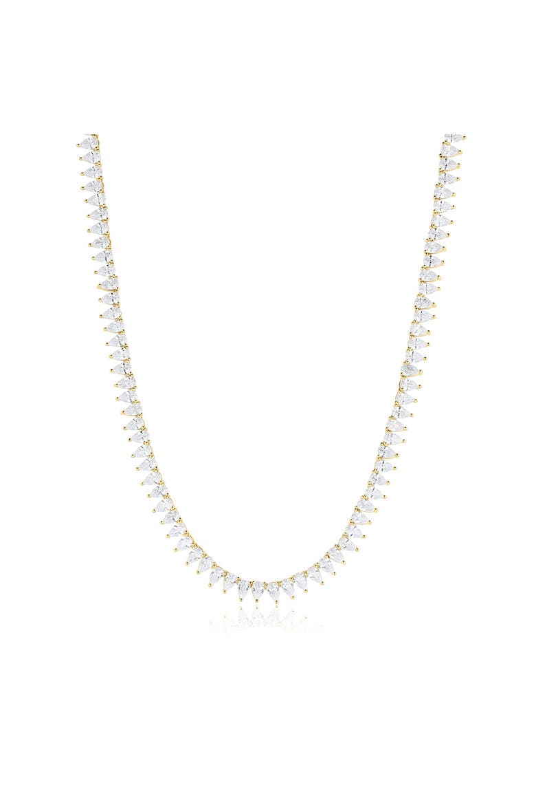 Teardrop Tennis Necklace, Main, color, Gold