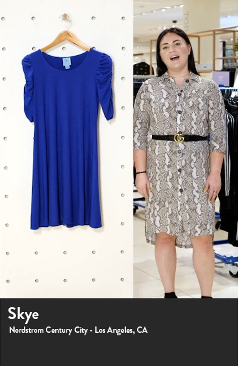 Ruched Sleeve Ponte Knit A-Line Dress, sales video thumbnail