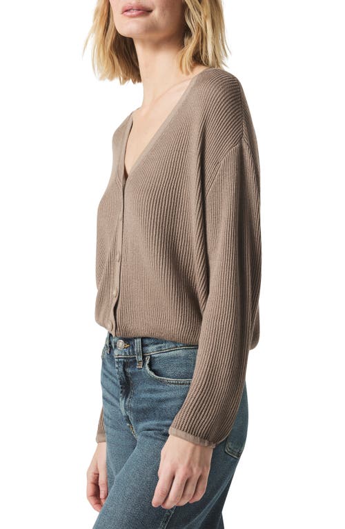 Splendid Bri Rib Blouson Sleeve Cardigan In Brown