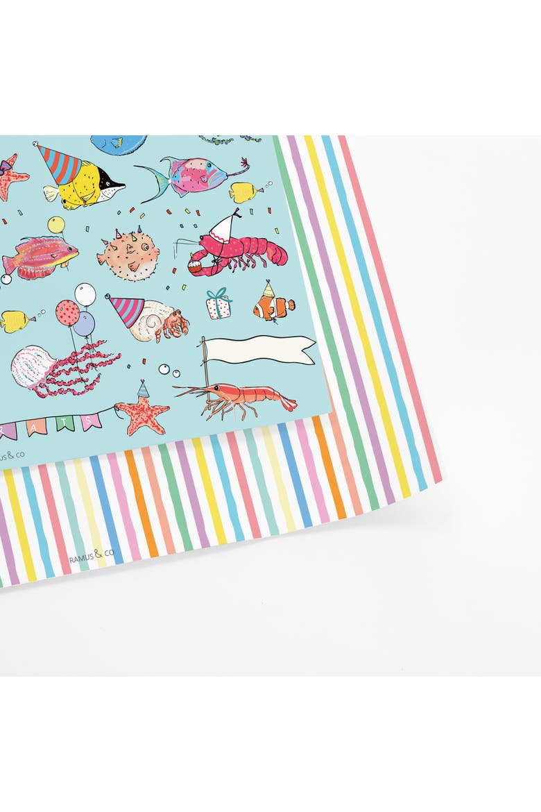 Eight Sheets Two-Sided "Reef Party" Heavyweight Gift Wrap, Alternate, color, Multicolored