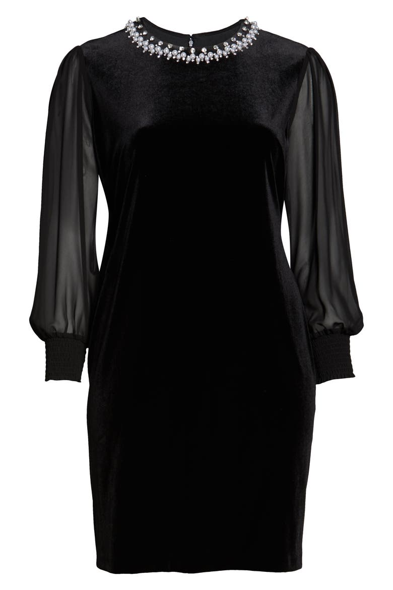 Stretch Velvet Cocktail Dress, Alternate, color, BLACK