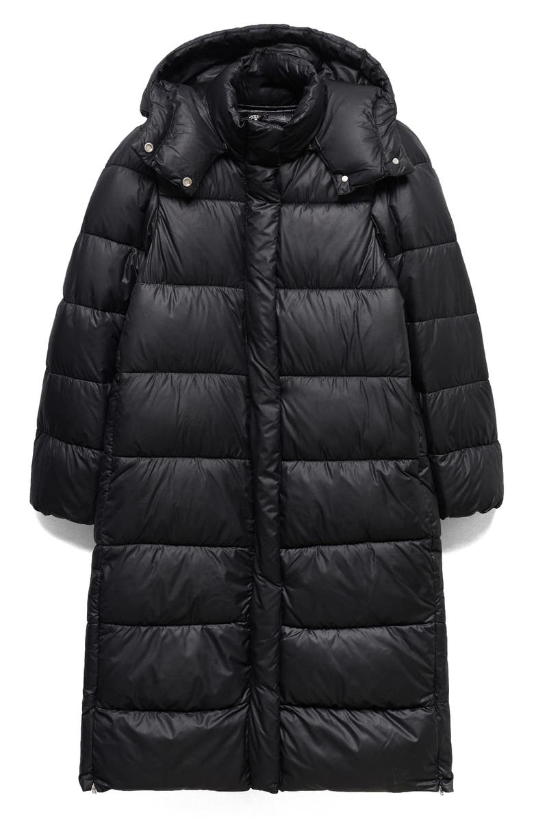 MANGO Water Repellent Channel Quilted Hooded Coat, Alternate, color, 