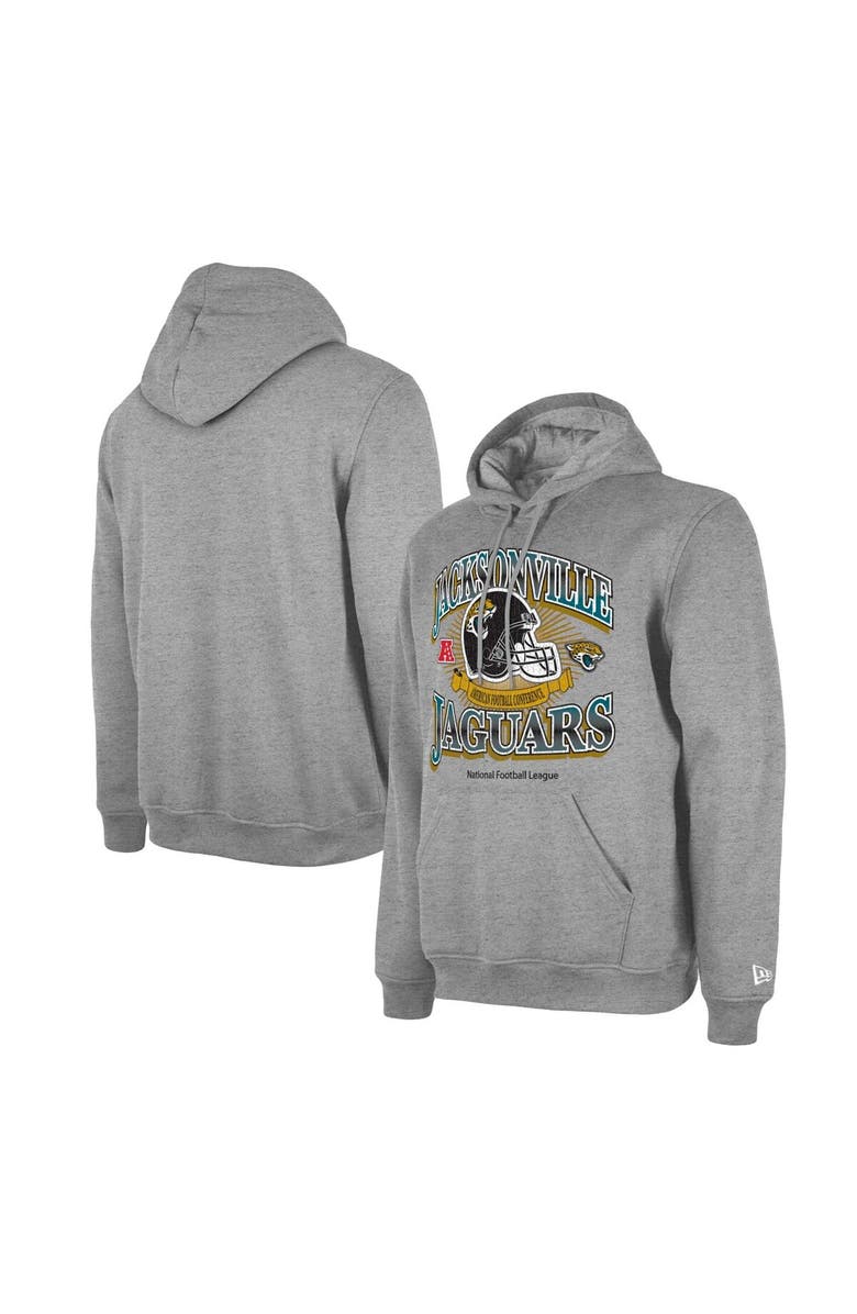 New Era Men's New Era Heather Gray Jacksonville Jaguars Retro Pullover Hoodie, Main, color, Heather Gray
