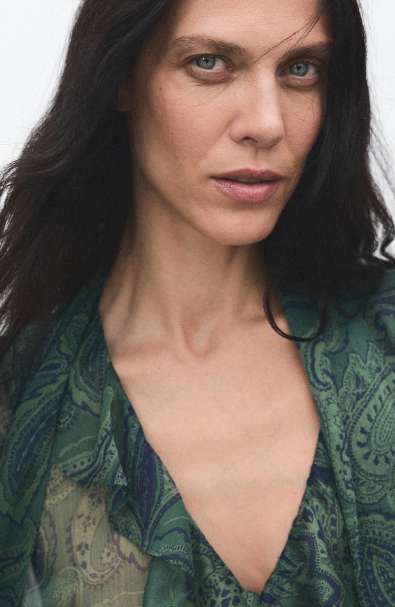 MANGO Paisley Scarf Neck Top, Alternate, color, 