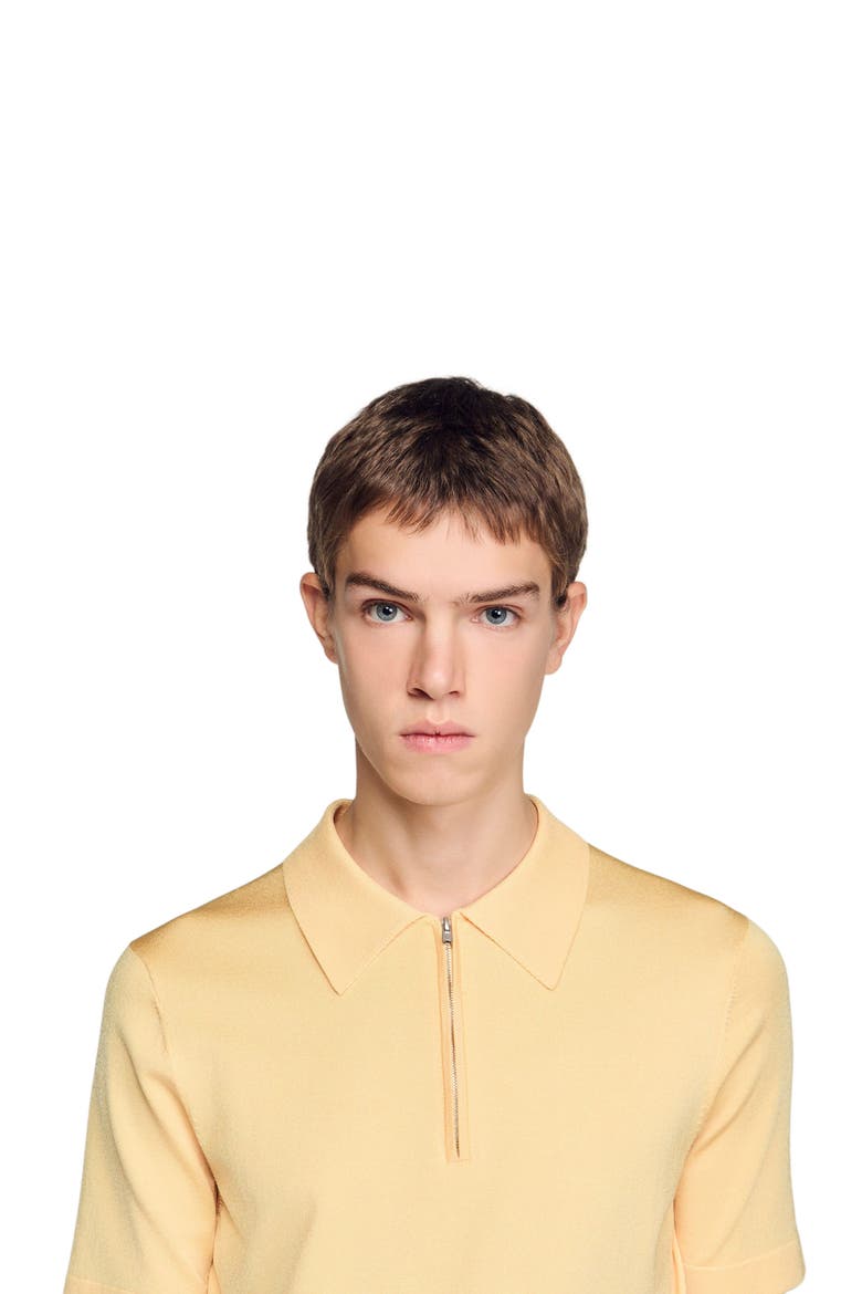 Knitted polo with zip collar, Alternate, color, Light yellow
