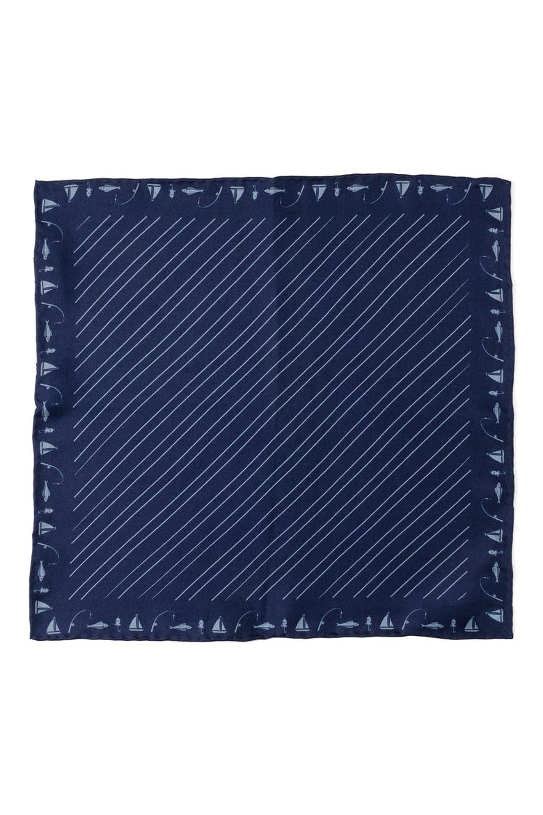 Nautical Silk Pocket Square, Alternate, color, BLUE