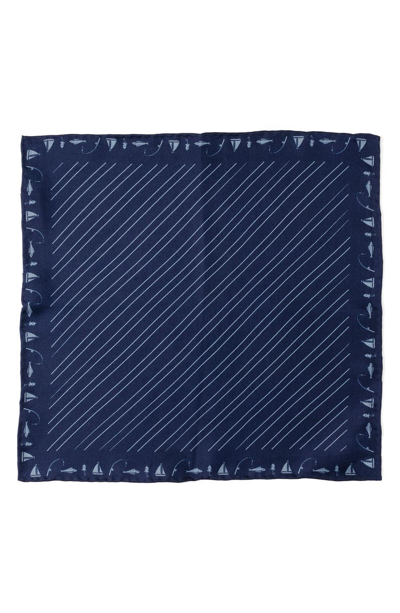 Cufflinks, Inc. Nautical Silk Pocket Square, Alternate, color, Blue