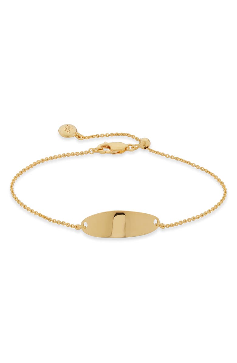Monica Vinader Nura Tiny Oval Plate Bracelet, Main, color, Yellow Gold