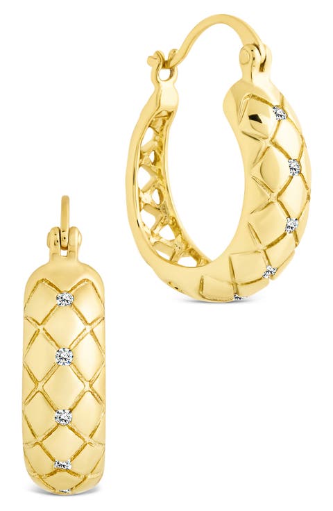 Tamryn Cubic Zirconia Textured Hoop Earrings