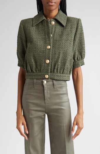 L'AGENCE Cove Short Sleeve Tweed Crop Jacket