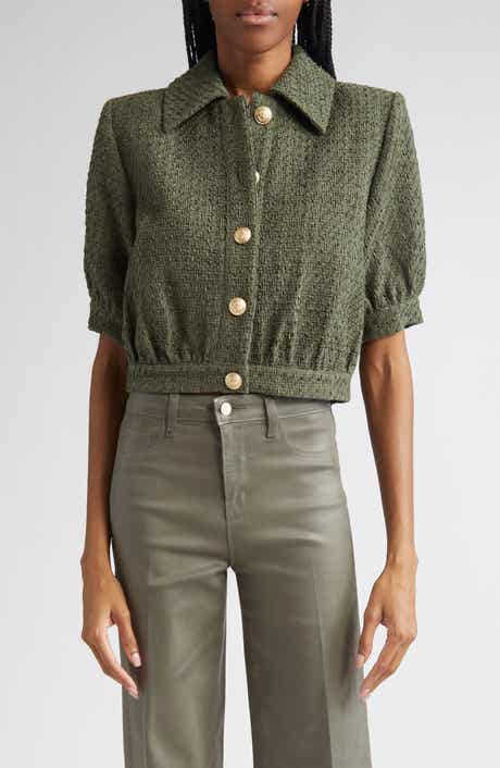L'AGENCE Cove Short Sleeve Tweed Crop Jacket
